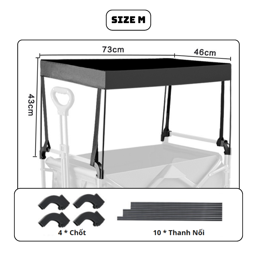 Phụ Kiện Mái Che Xe Kéo Dã Ngoại Camping SGTOOLS - Đen Size M