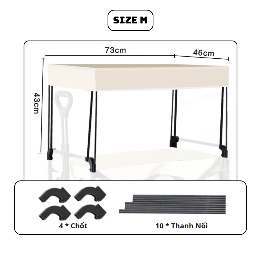 Phụ Kiện Mái Che Xe Kéo Dã Ngoại Camping SGTOOLS - Trắng Size M