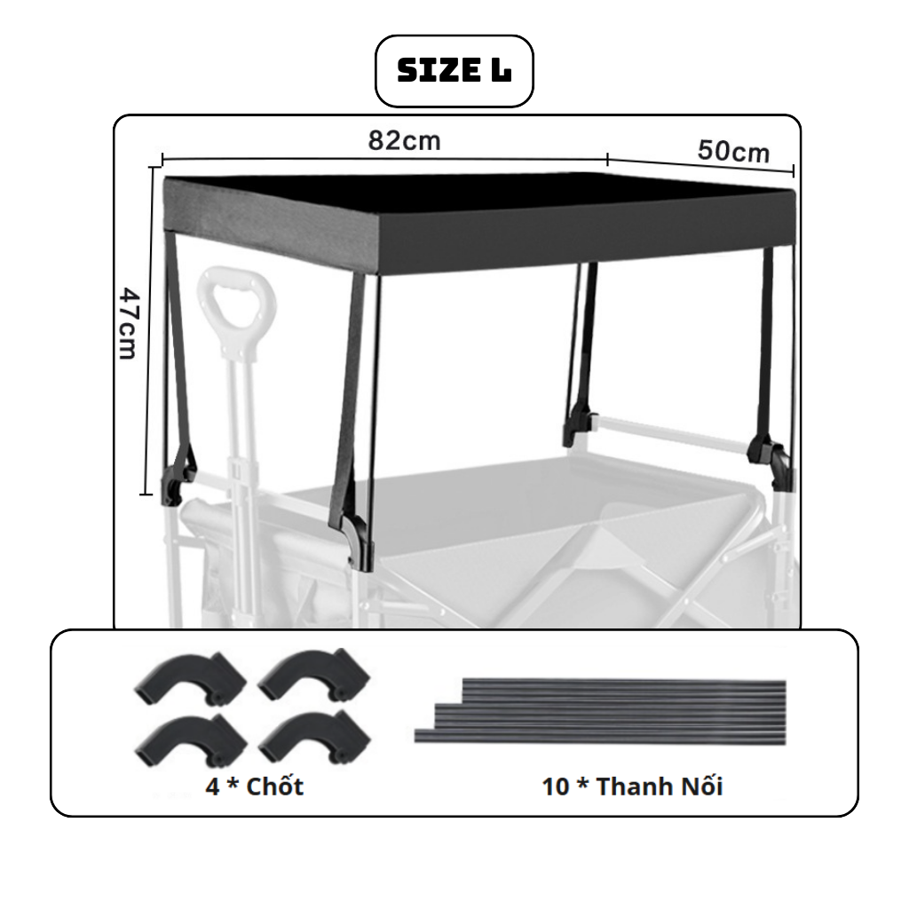 Phụ Kiện Mái Che Xe Kéo Dã Ngoại Camping SGTOOLS - Đen Size L