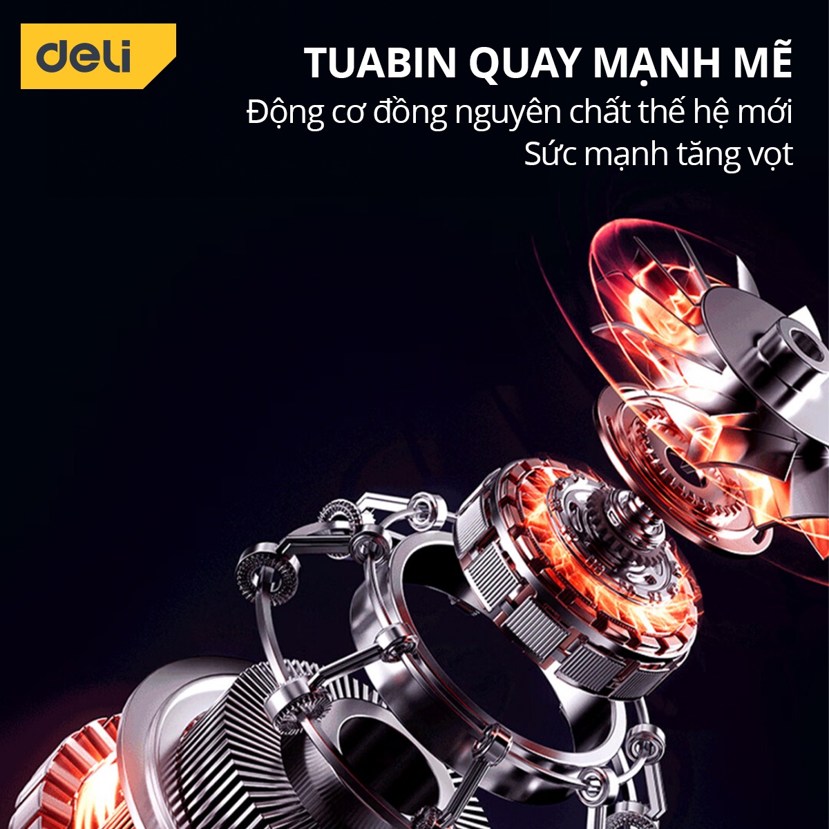 Máy bơm lốp ô tô tự động Deli 80W tốc độ bơm 25L/phút