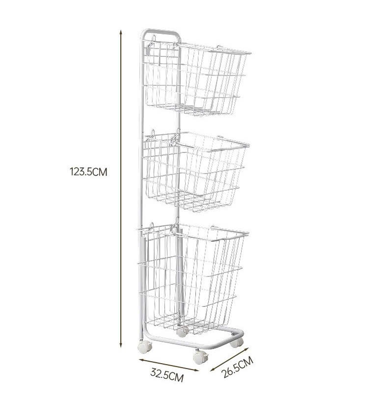 Kệ giỏ giặt Có Bánh Xe - BỘ 3 GIỎ VUÔNG/ TRẮNG