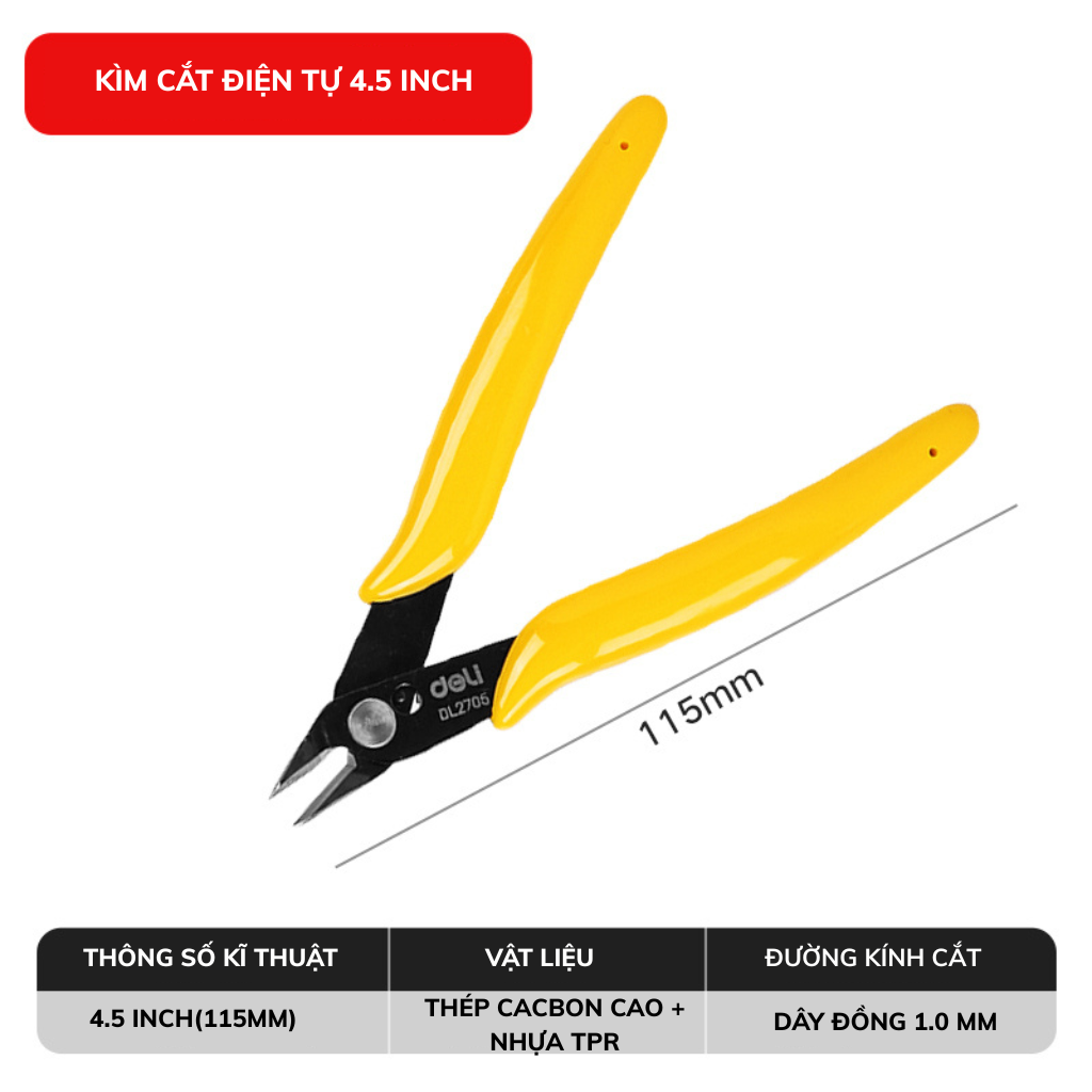 Kìm cắt chân linh kiện điện tử vàng
