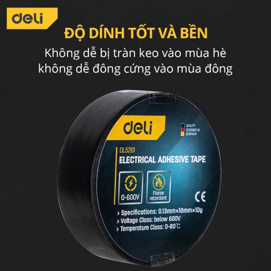 Băng dính cách điện 0.13mmx18mmx20m - Đen