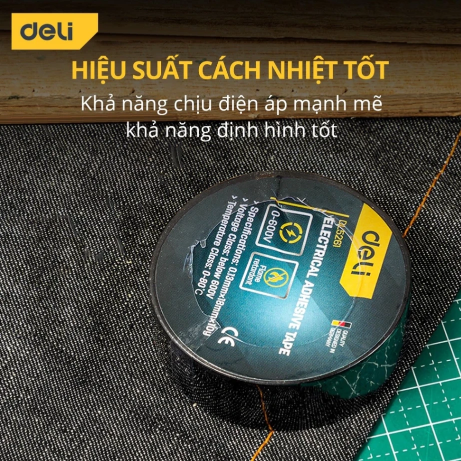 Băng dính cách điện 0.13mmx18mmx20m - Đen