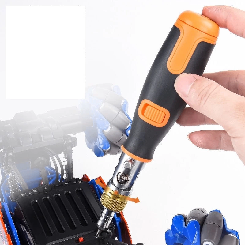 Bộ tua vít đa góc 180 độ 2 chiều +10 đầu vít chuyên dụng-Màu cam