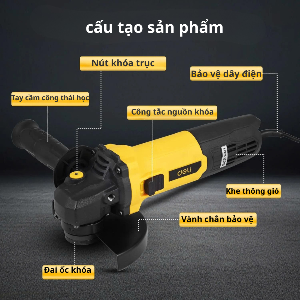 Máy mài 125mm 900W Công tắc đuôi
