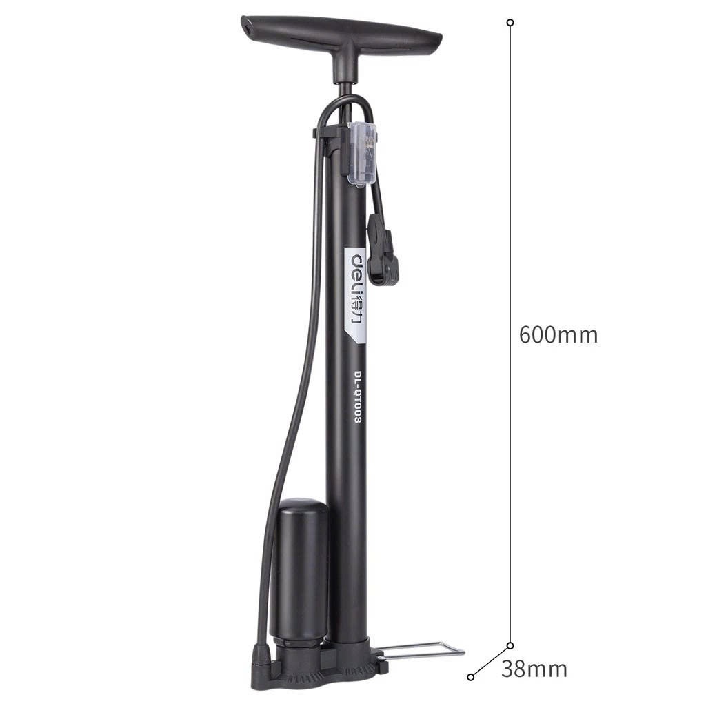 Bơm Xe Đạp Xe Máy Deli Tools Tích Hợp Đồng Hồ Áp Suất Tối Đa 160psi Nhỏ Gọn - DL-QT003