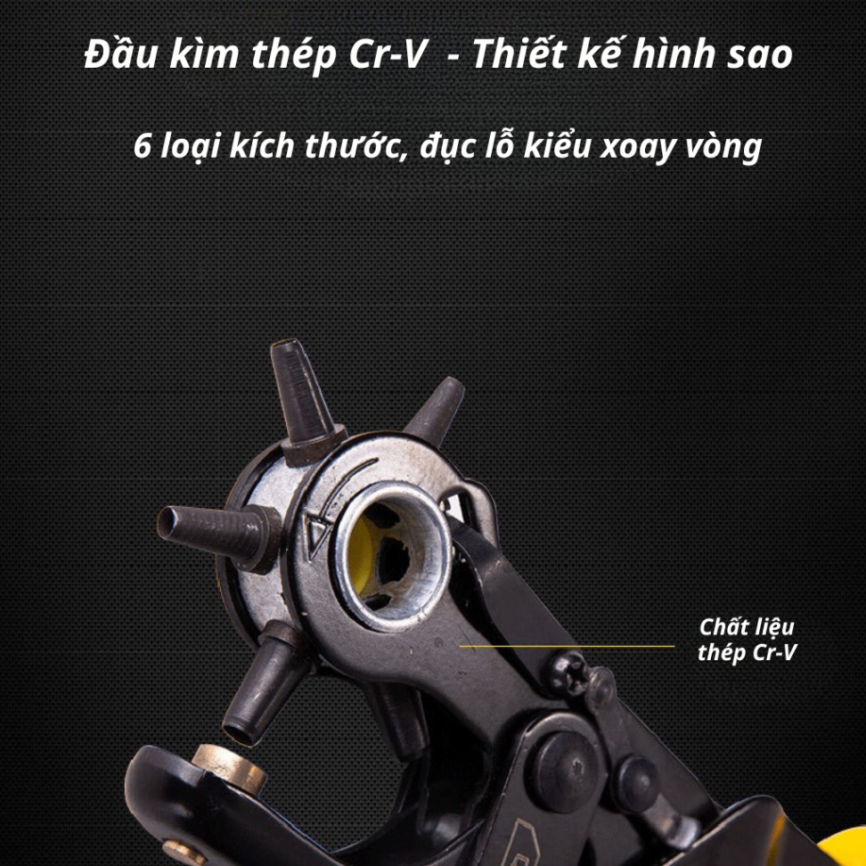Kìm bấm lỗ 9 inch đa năng 6 kiểu lỗ bấm - DL1919