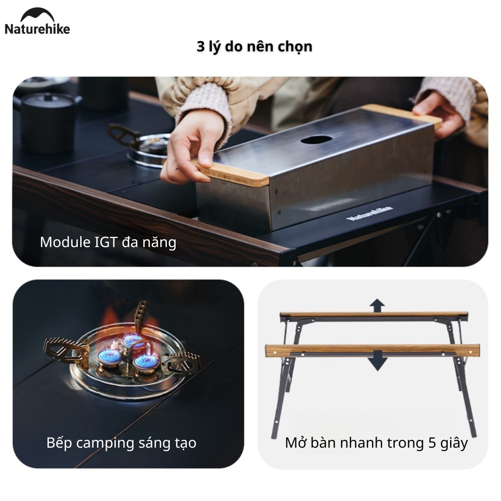 Bàn cắm trại dã ngoại gấp mở nhanh IGT NatureHike CNK2300JJ016