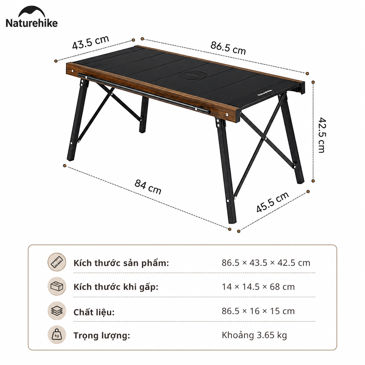 Bàn cắm trại dã ngoại gấp mở nhanh IGT NatureHike CNK2300JJ016