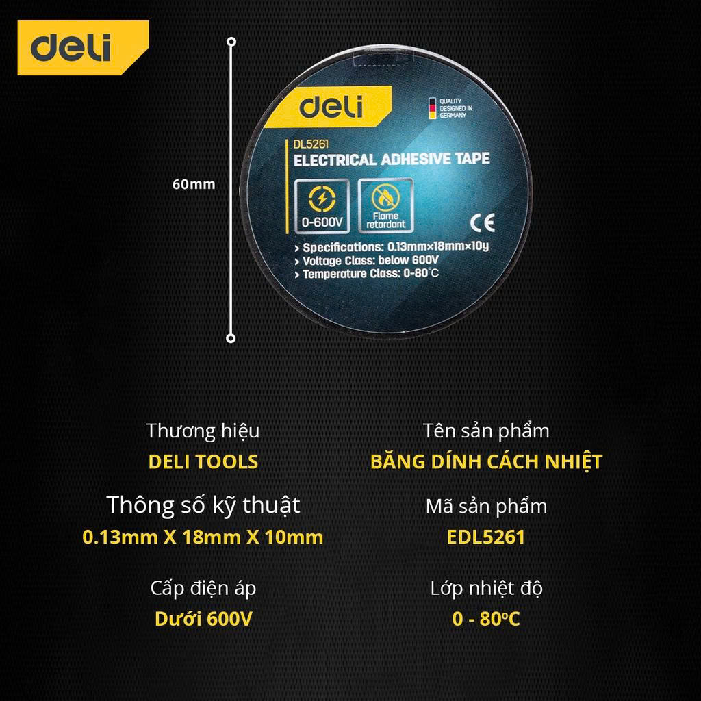 Băng dính cách điện 0.13mmx18mmx10m - Đen