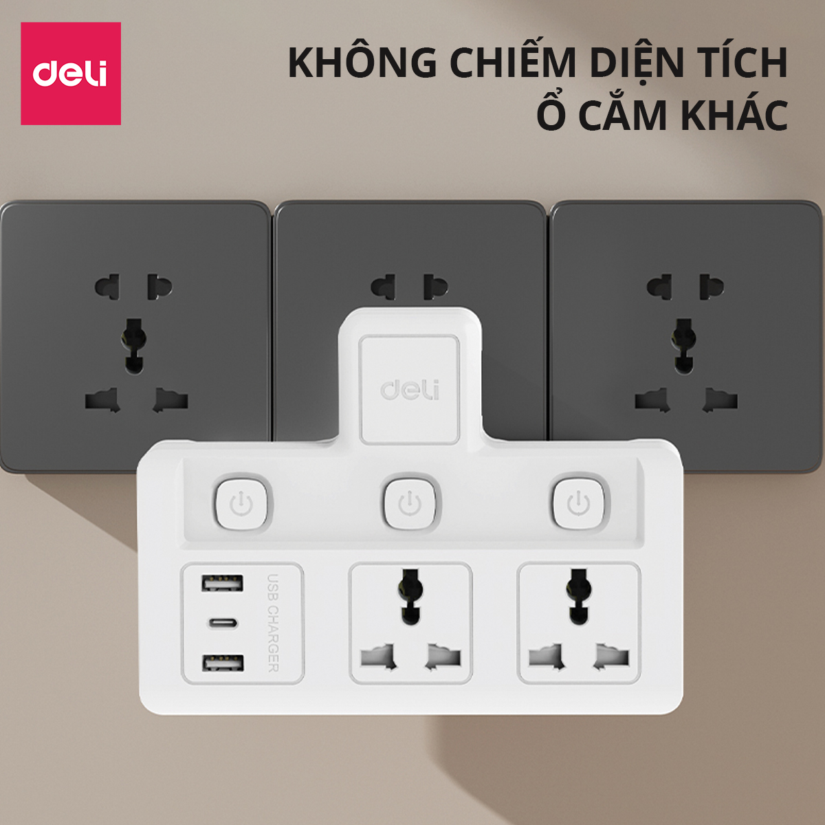 Bộ chuyển đổi ổ cắm_2 ổ cắm_Trắng E