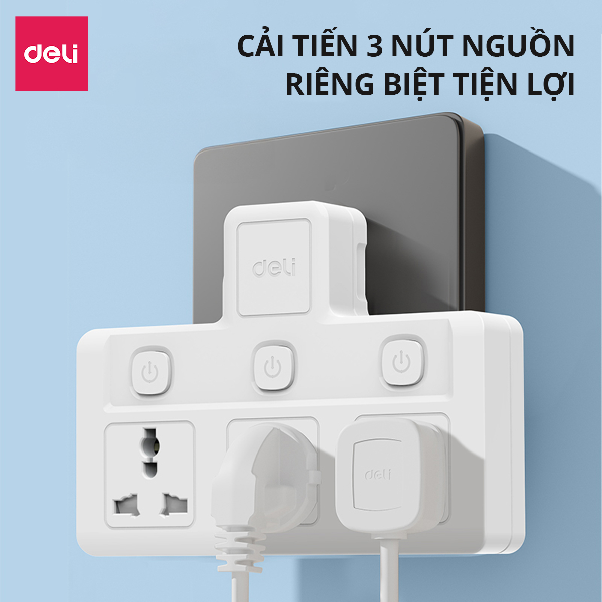 Bộ chuyển đổi ổ cắm_2 ổ cắm_Trắng E