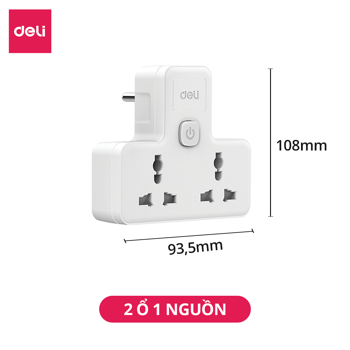 Bộ chuyển đổi ổ cắm_2 ổ cắm_Trắng E