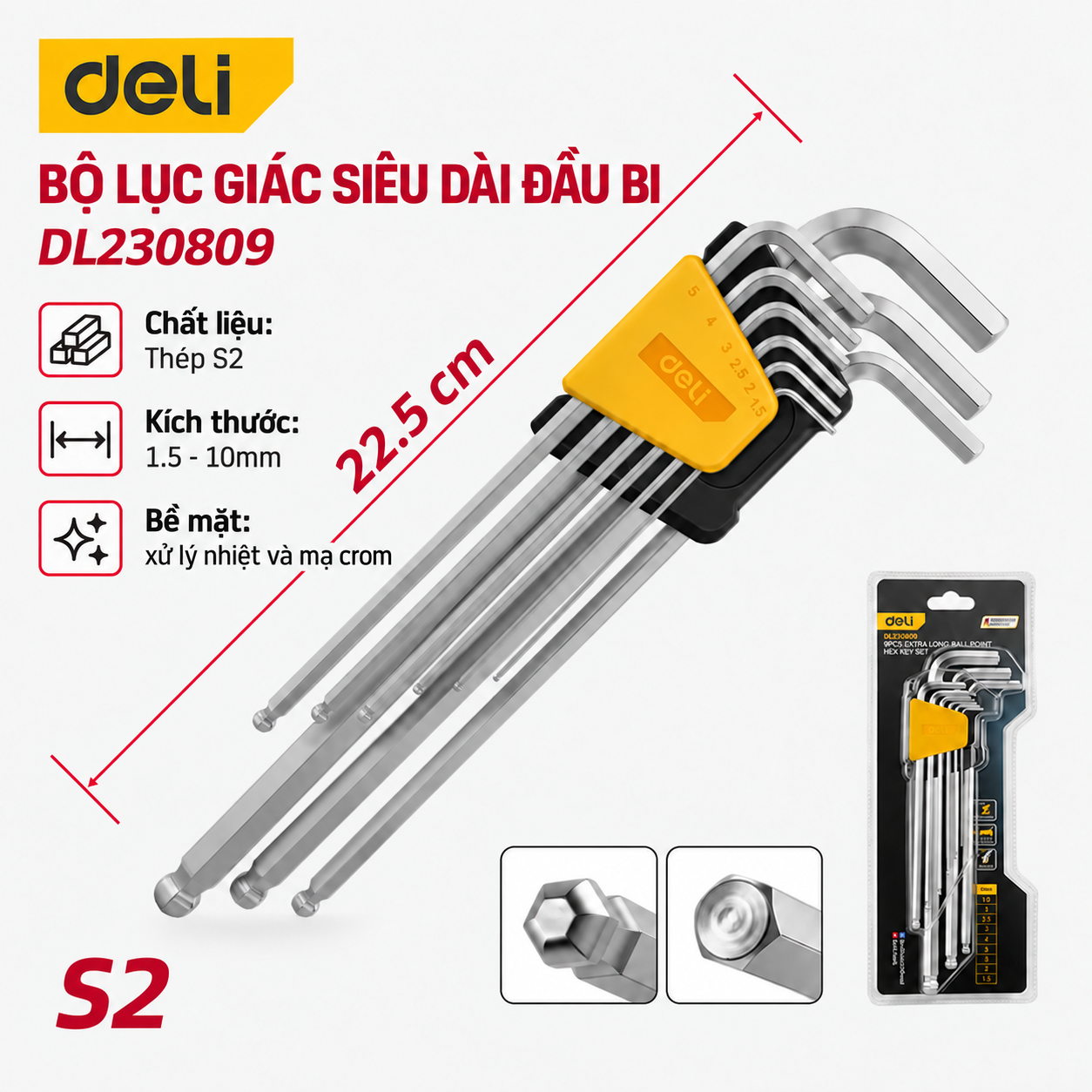 Bộ lục giác đầu bi 9 chiếc