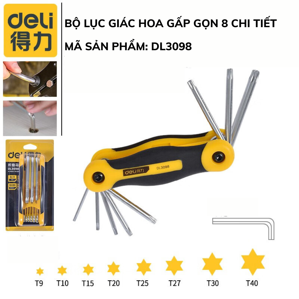 Bộ lục giác gấp 8 chi tiết hoa thị T9-T40