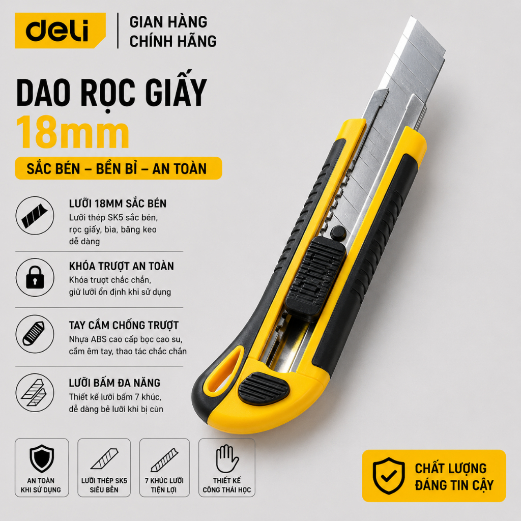 COMBO 3 DAO RỌC GIẤY DELI CAO CẤP EDL009