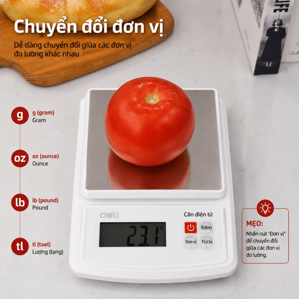 Cân nhà bếp 10kg/1g (trắng)