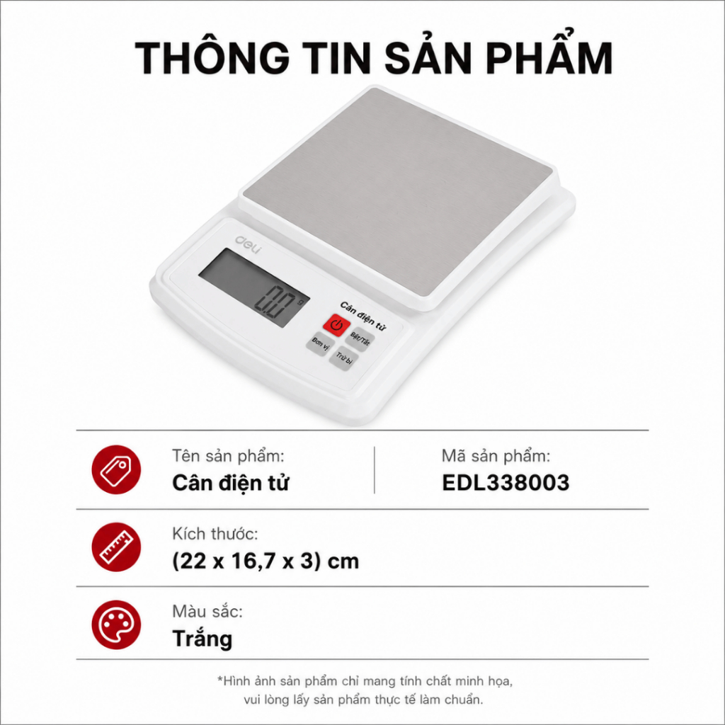 Cân nhà bếp 10kg/1g (trắng)