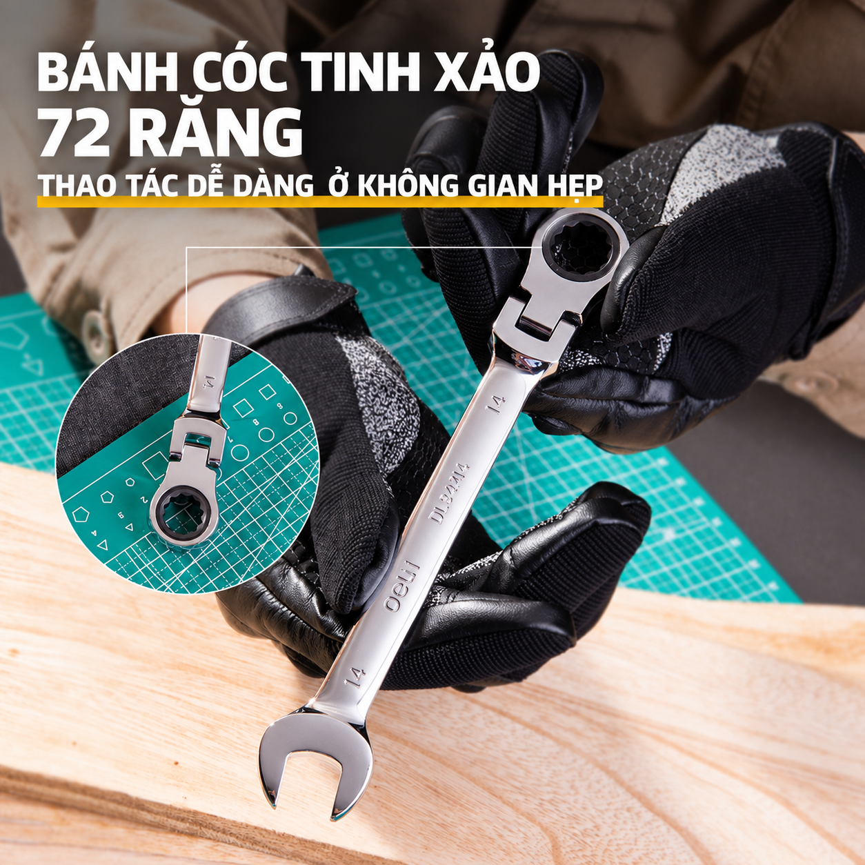 Cờ lê đầu lắp 14mm
