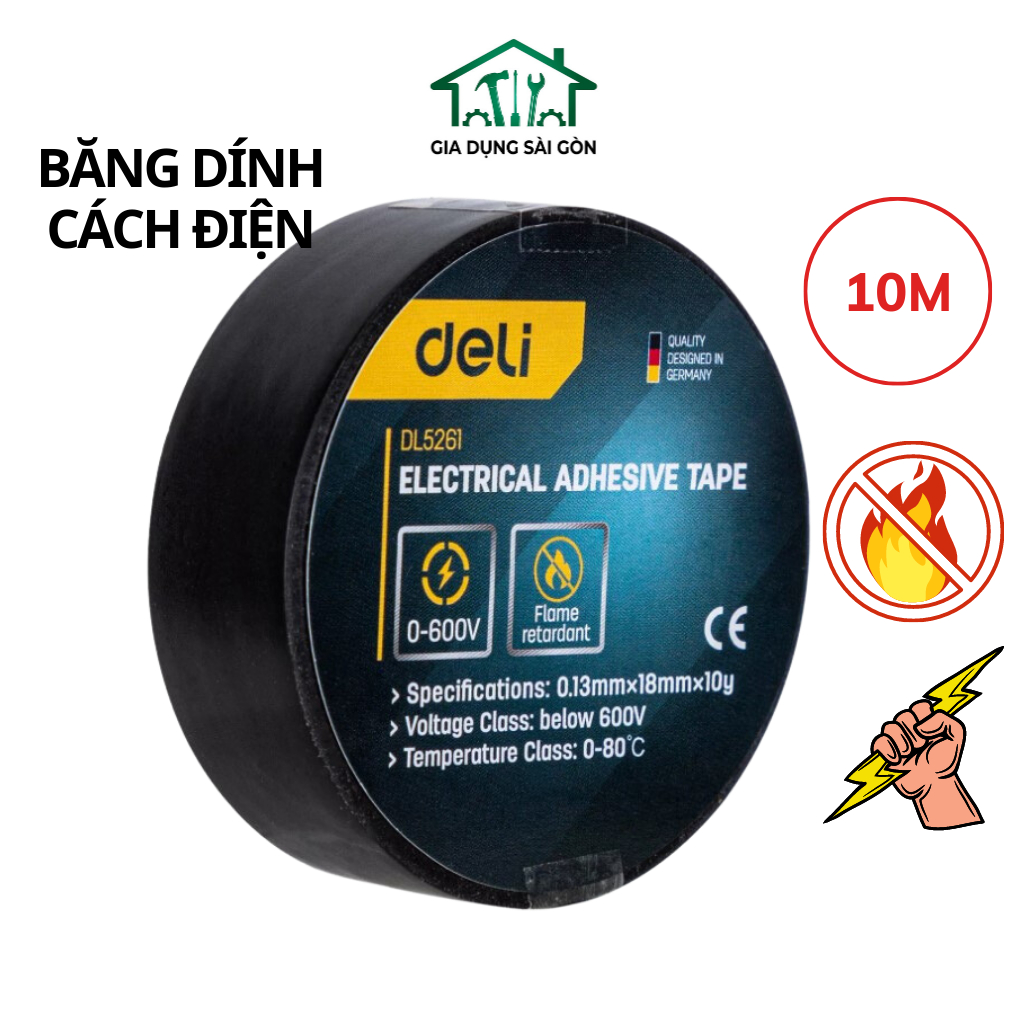 Combo 3 cuộn băng dính cách điện 0.13mmx18mmx20m - Đen