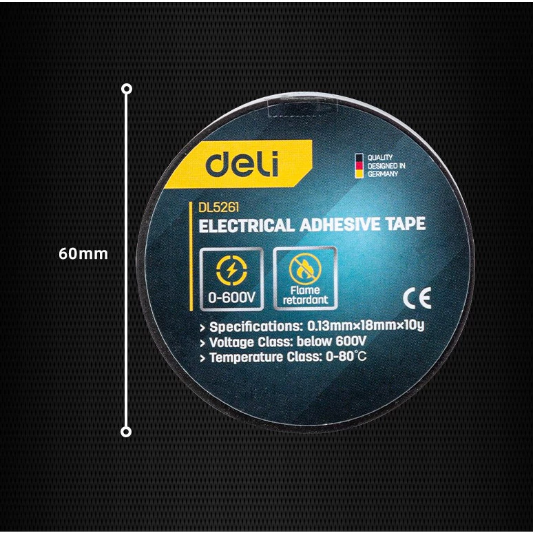 Combo 5 cuộn băng dính cách điện 0.13mmx18mmx10m - Vàng