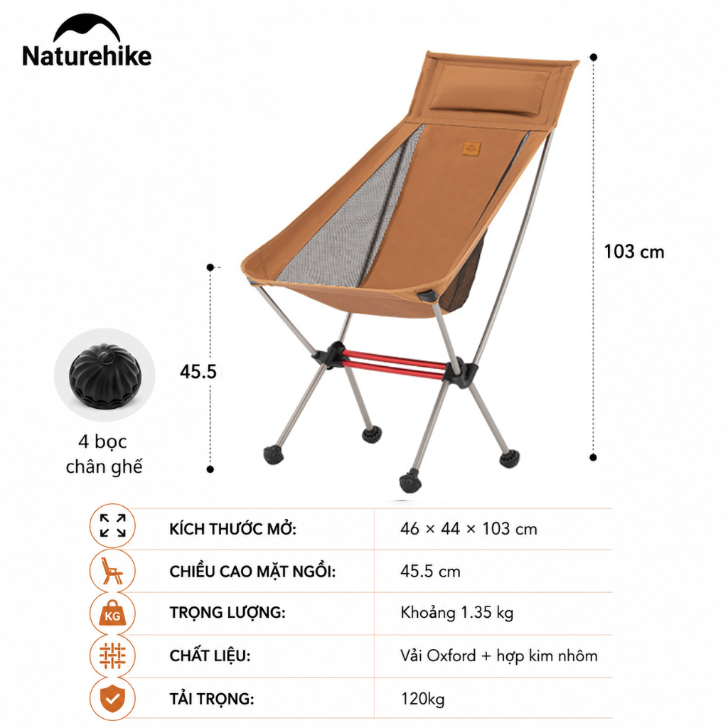 Ghế Cắm Trại Gấp Gọn Naturehike CNK2350JJ018 - Cam