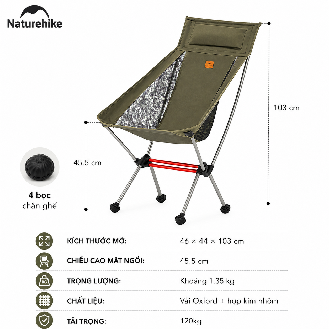 Ghế Cắm Trại Gấp Gọn Naturehike CNK2350JJ018 - Xanh