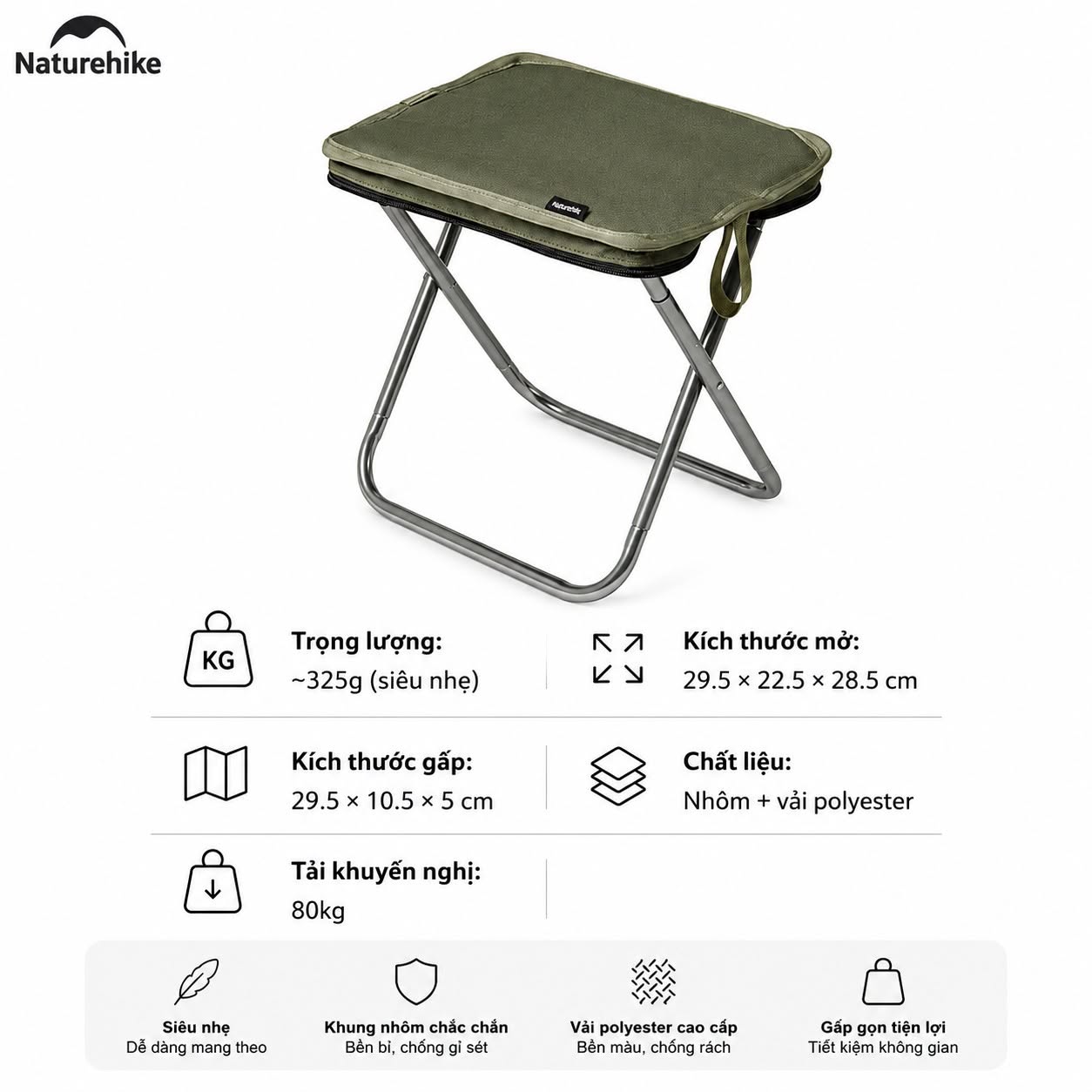 Ghế Camping Mini Naturehike - Xanh