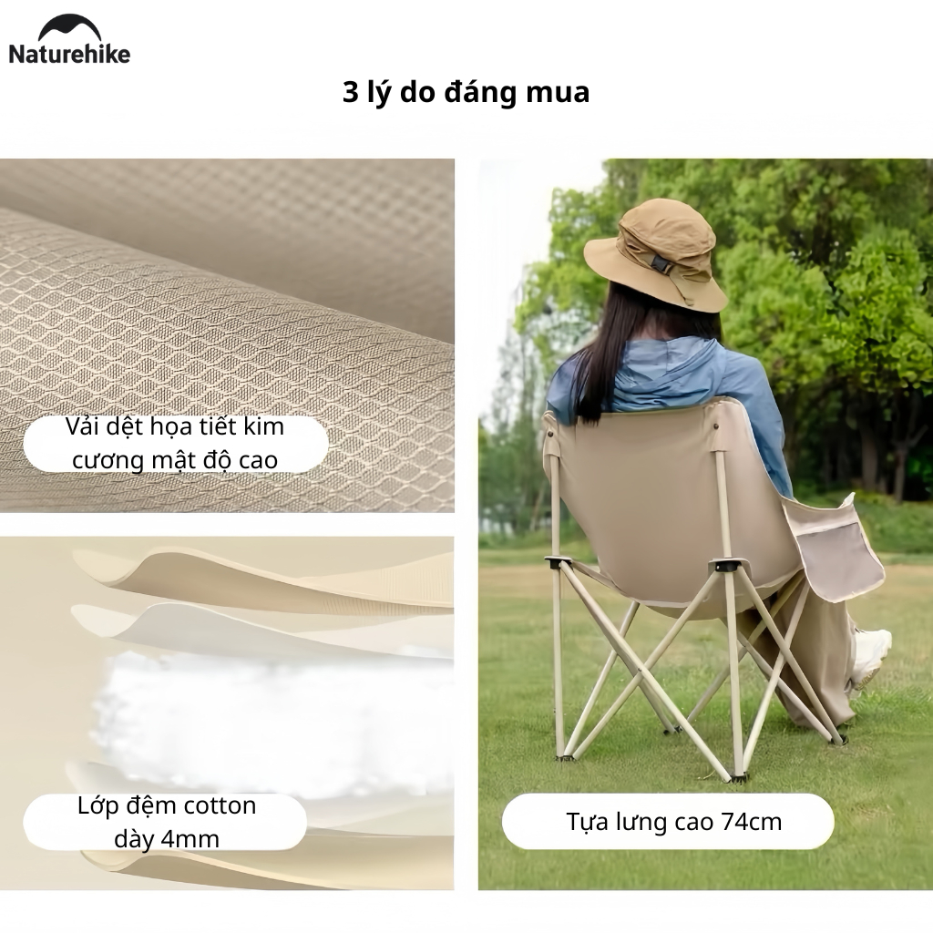 Ghế Mặt Trăng Naturehike CNH23JU13002 Gấp Gọn - Hồng L