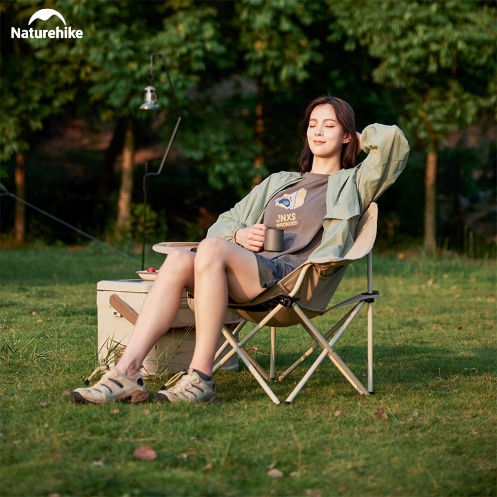 Ghế Mặt Trăng Naturehike CNH23JU13002 Gấp Gọn - Xám Đen tay vịn