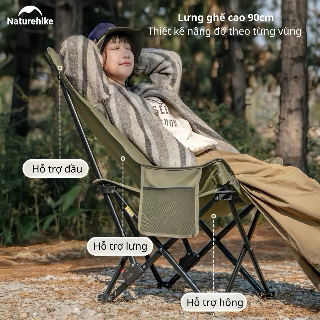 Ghế Xếp CNK2550JJ019 Camping Naturehike Có Gác Chân - Khaki