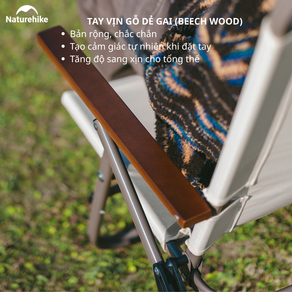 Ghế Xếp Camping Naturehike Low Chair - Kem