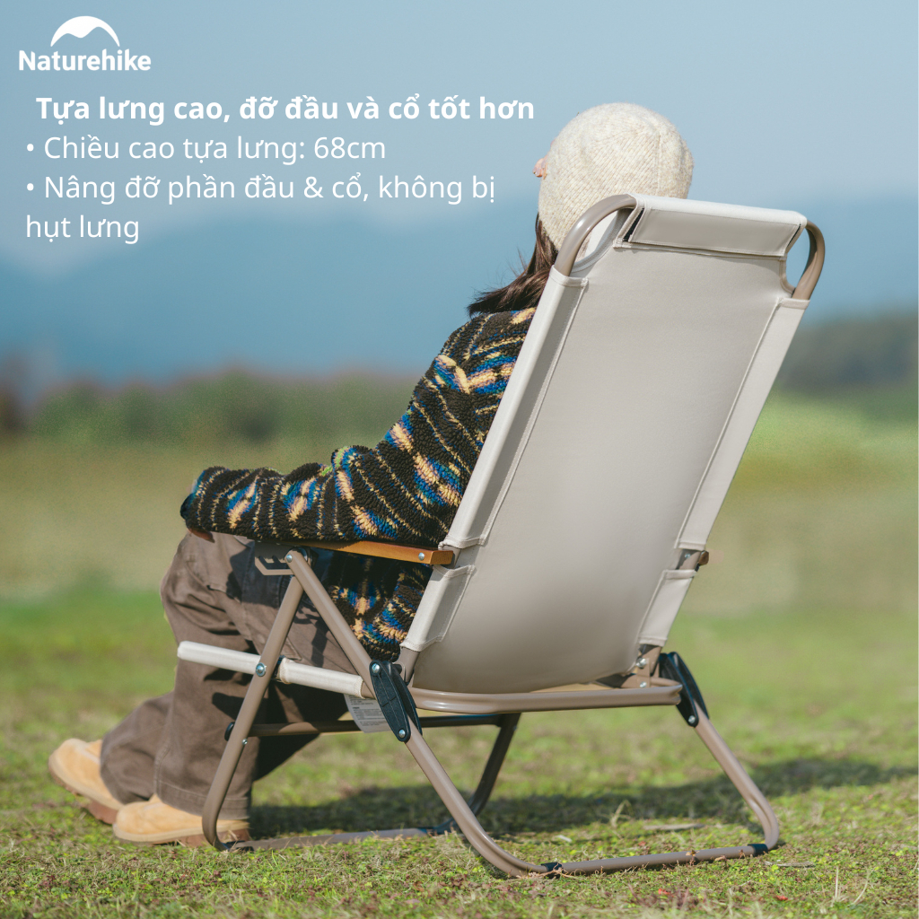 Ghế Xếp Camping Naturehike Low Chair - Kem