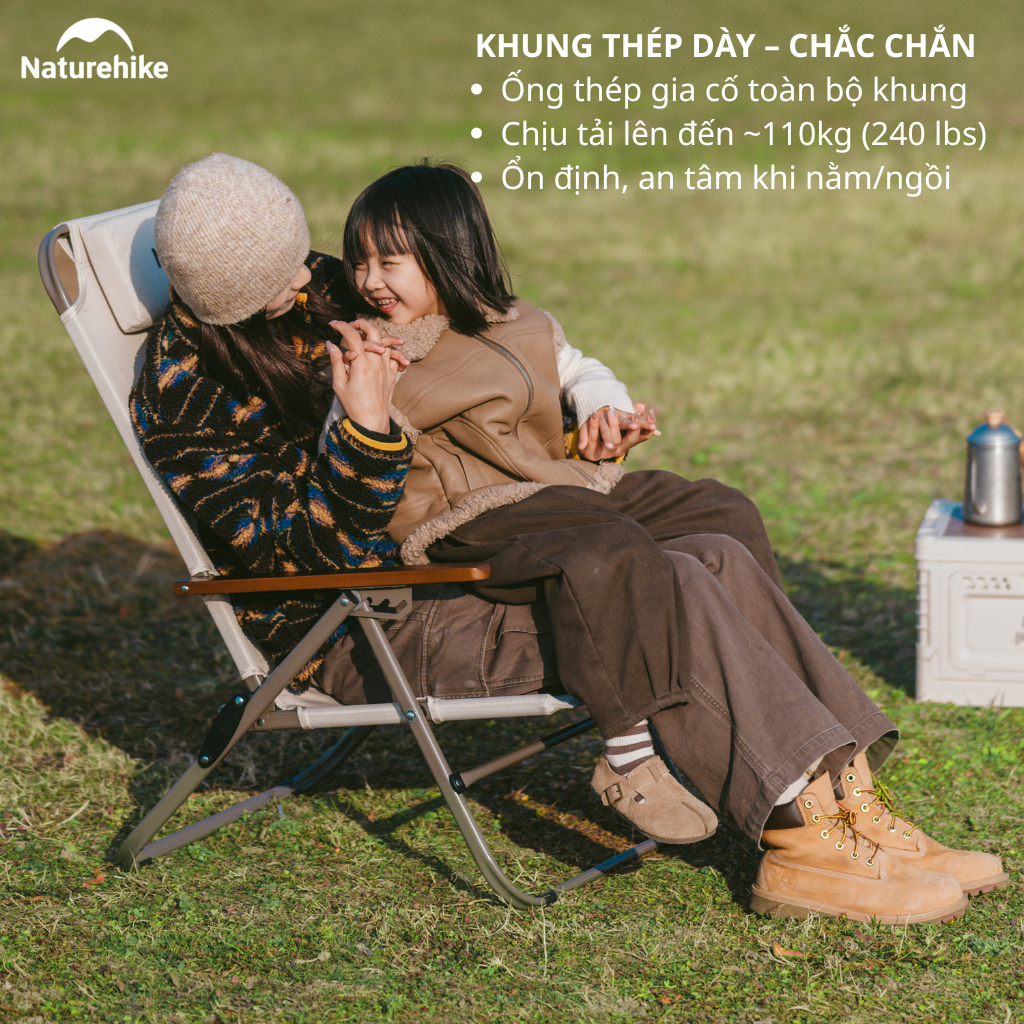 Ghế Xếp Camping Naturehike Low Chair - Kem