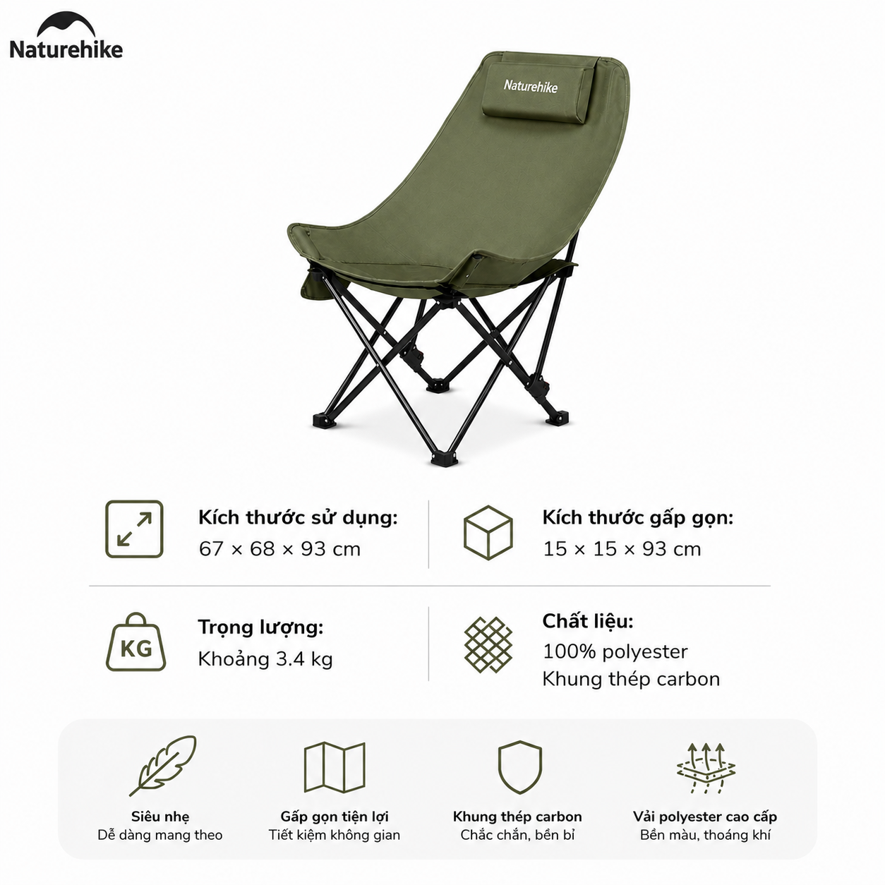 Ghế Xếp Dã Ngoại CNK2550JJ019 Naturehike - XANH