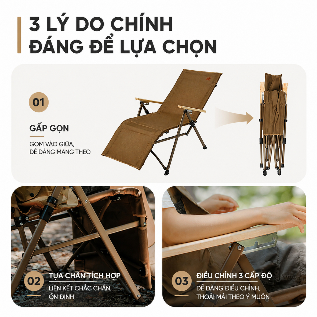 Ghế Xếp Ngả Lưng Naturehike - Đen