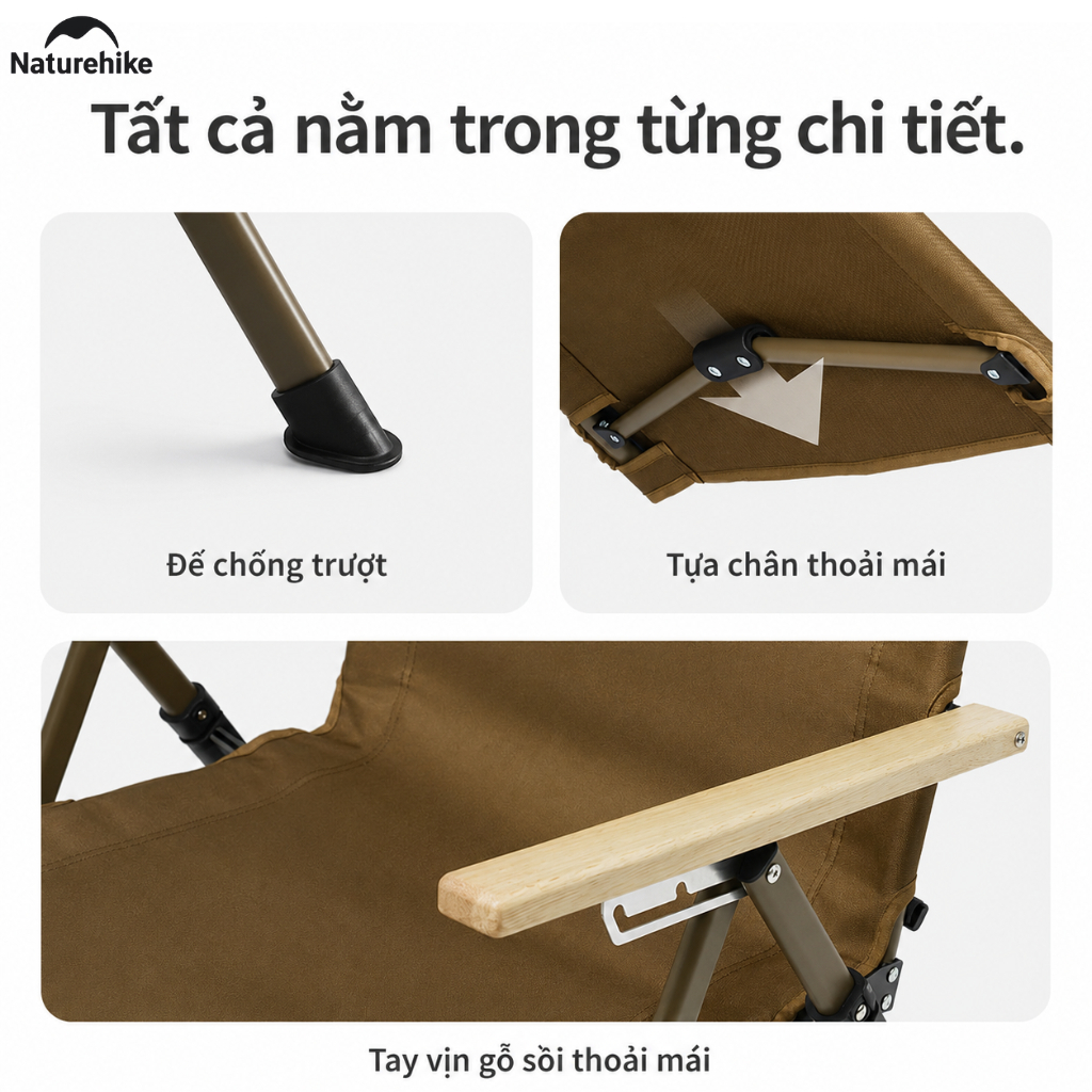 Ghế Xếp Ngả Lưng Naturehike - Khaki