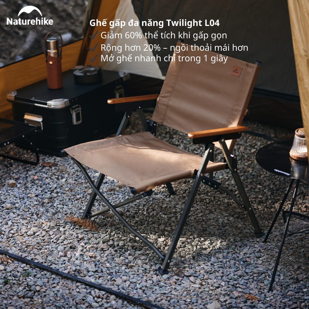 Ghế cắm trại gấp gọn Naturehike Portable Camping Chair CNK2300JJ018 - Màu đen