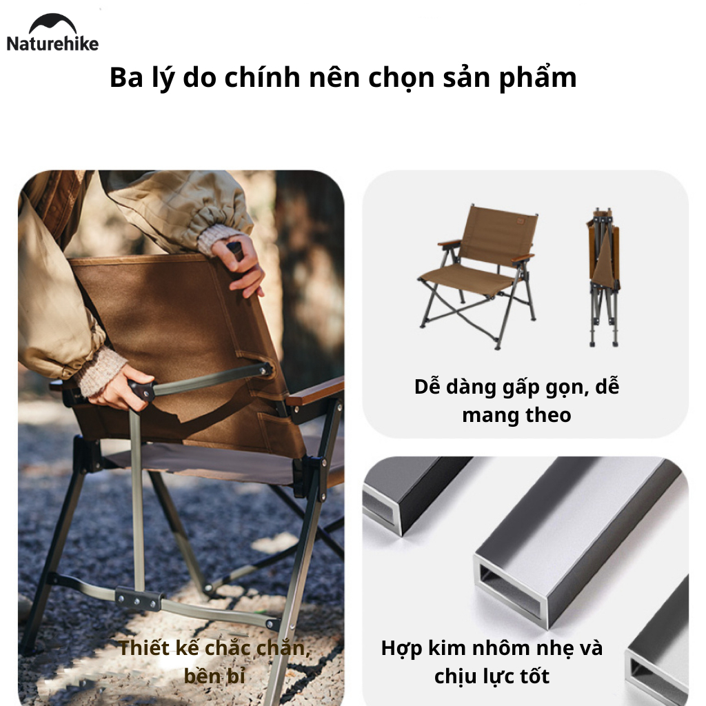 Ghế cắm trại gấp gọn Naturehike Portable Camping Chair CNK2300JJ018 - Màu đen