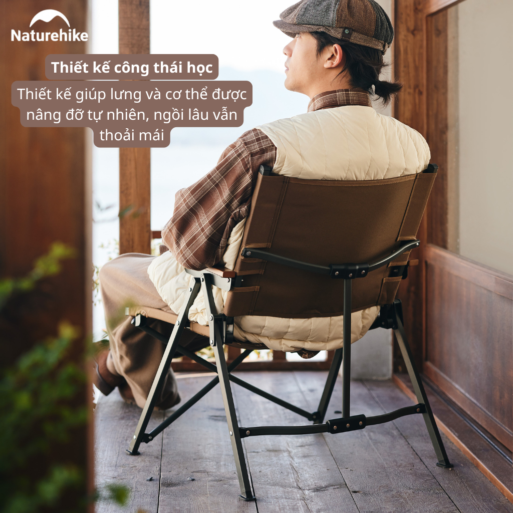 Ghế cắm trại gấp gọn Naturehike Portable Camping Chair CNK2300JJ018 - Màu nâu