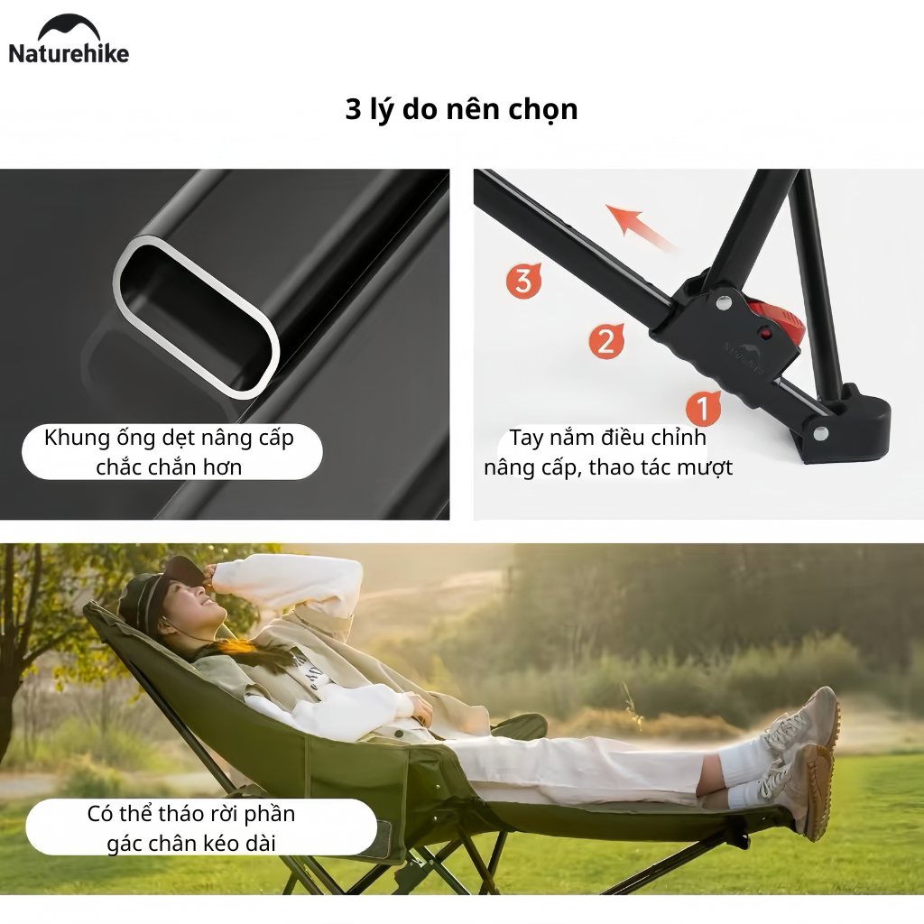 Ghế cắm trại thư giãn Naturehike Relaxing Folding Camping Chair CNK2450JJ020 - Hồng