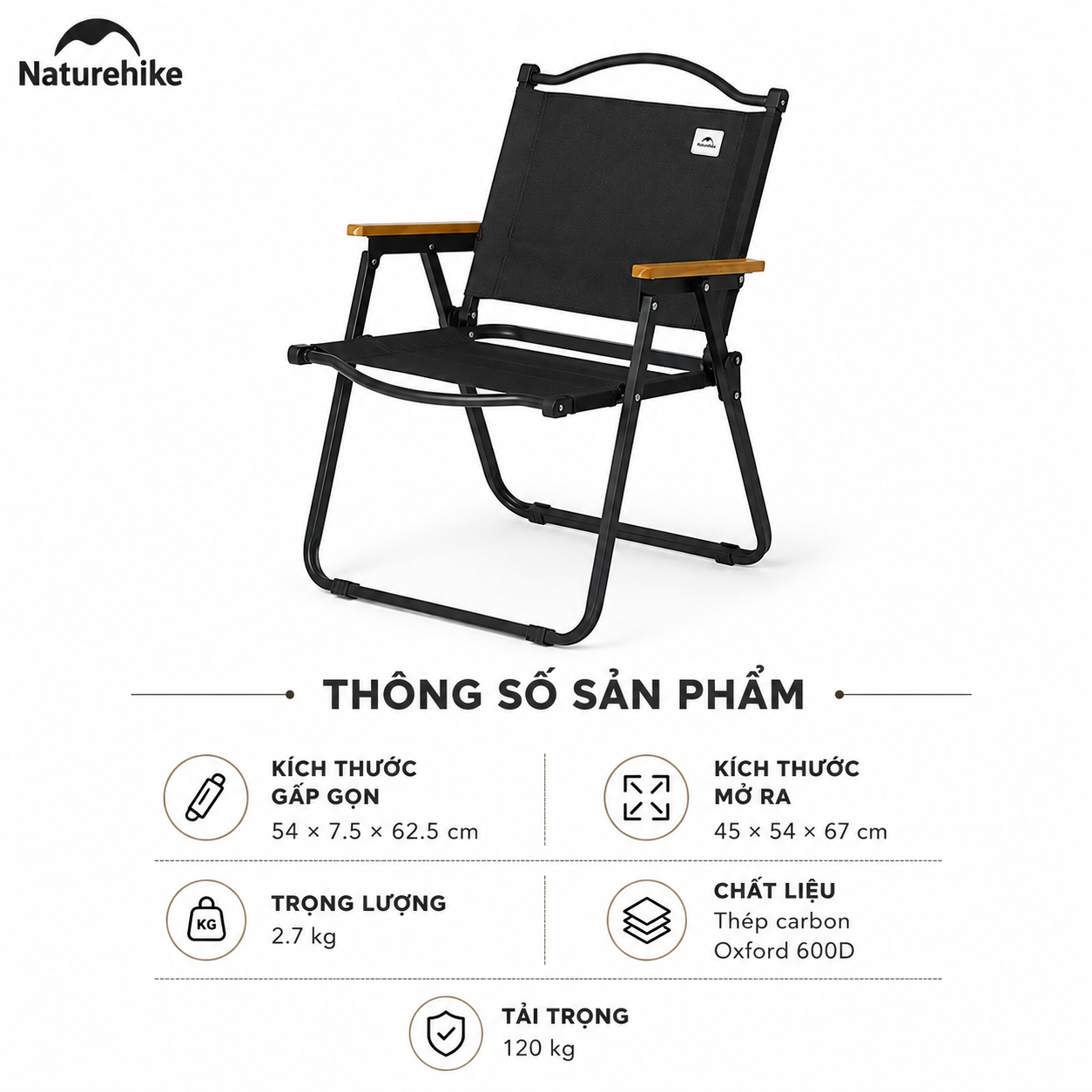 Ghế gấp dã ngoại Naturehike Folding Chair CNK2300JU012 - Màu đen