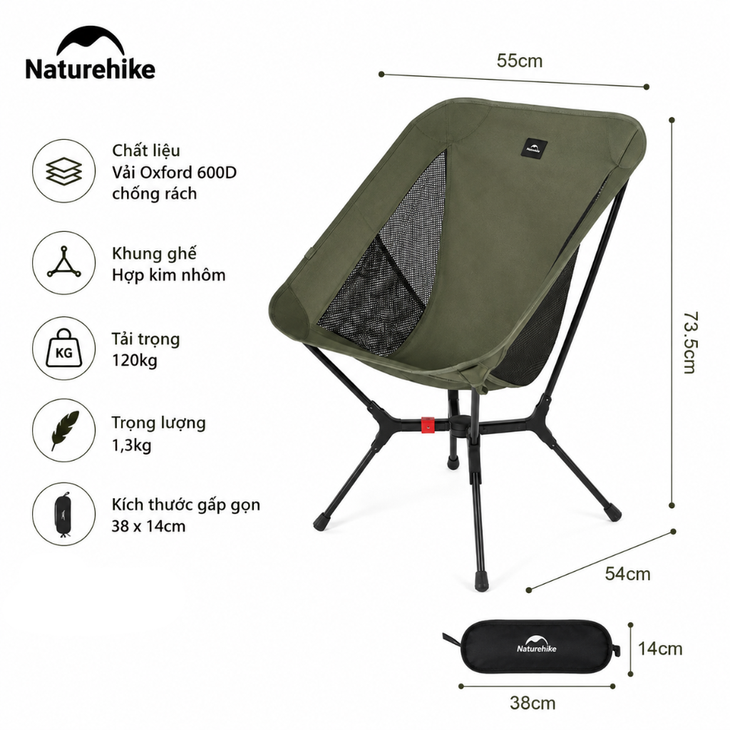Ghế xếp cắm trại Naturehike CNK2550JJ013 - Xanh M