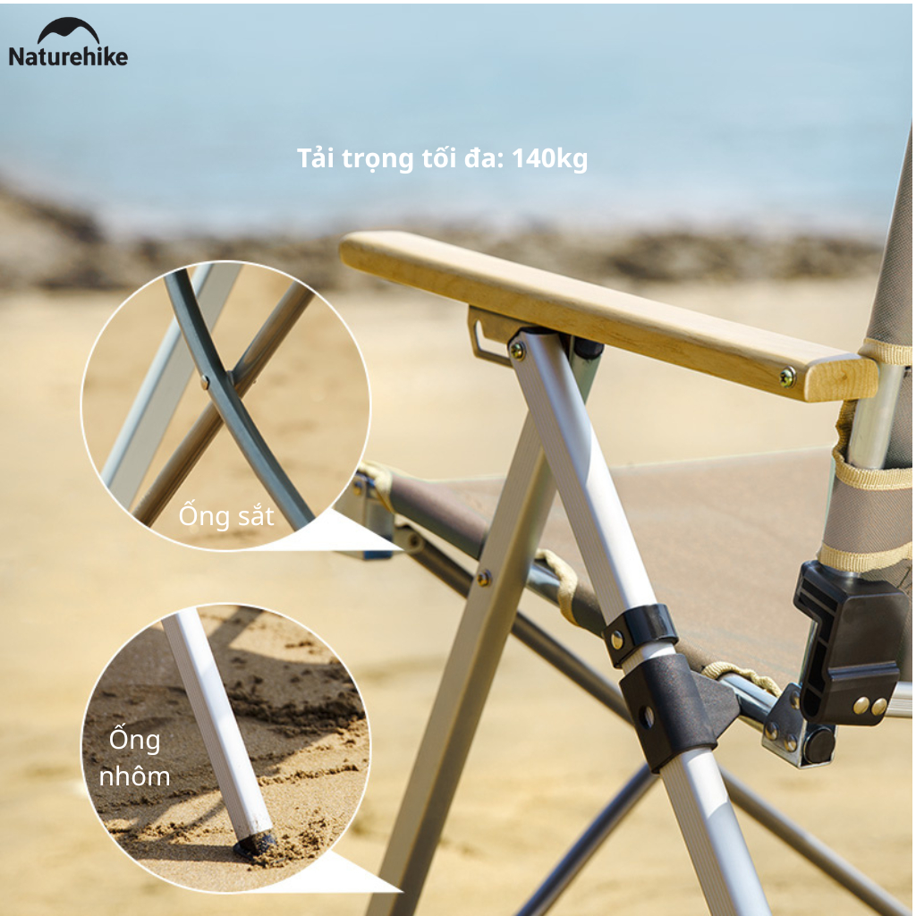 Ghế xếp có tay tựa Naturehike Portable Folding Chair NH17T003-Y - Đen