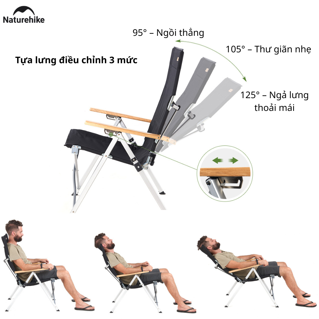 Ghế xếp có tay tựa Naturehike Portable Folding Chair NH17T003-Y - Kaki