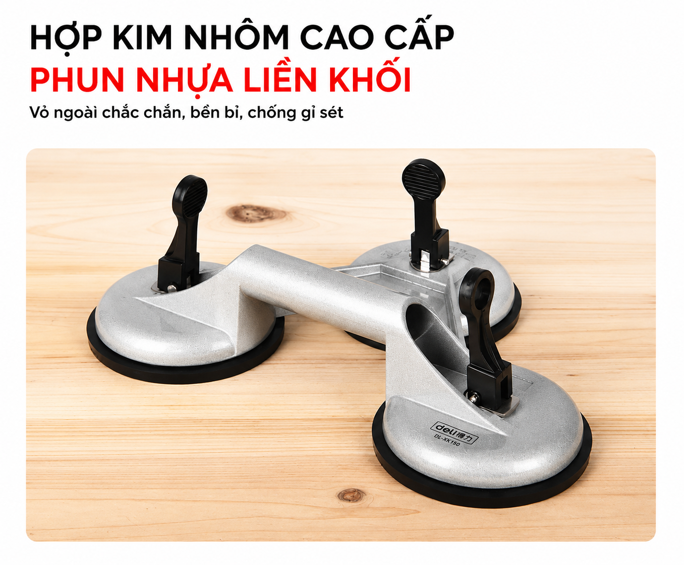 Dụng Cụ Hút Kính 3 Chân Deli DL-XP03 Hợp Kim Nhôm , Hít kính ba 130kg
