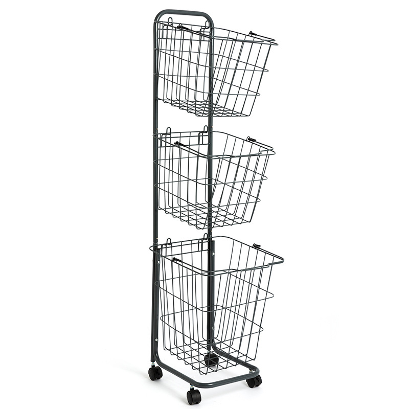 Kệ giỏ giặt Có Bánh Xe - BỘ 3 GIỎ VUÔNG/ ĐEN
