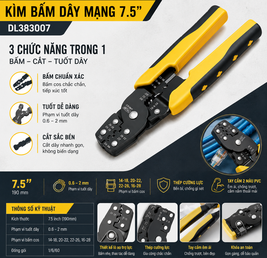 Kìm bấm dây mạng 7.5