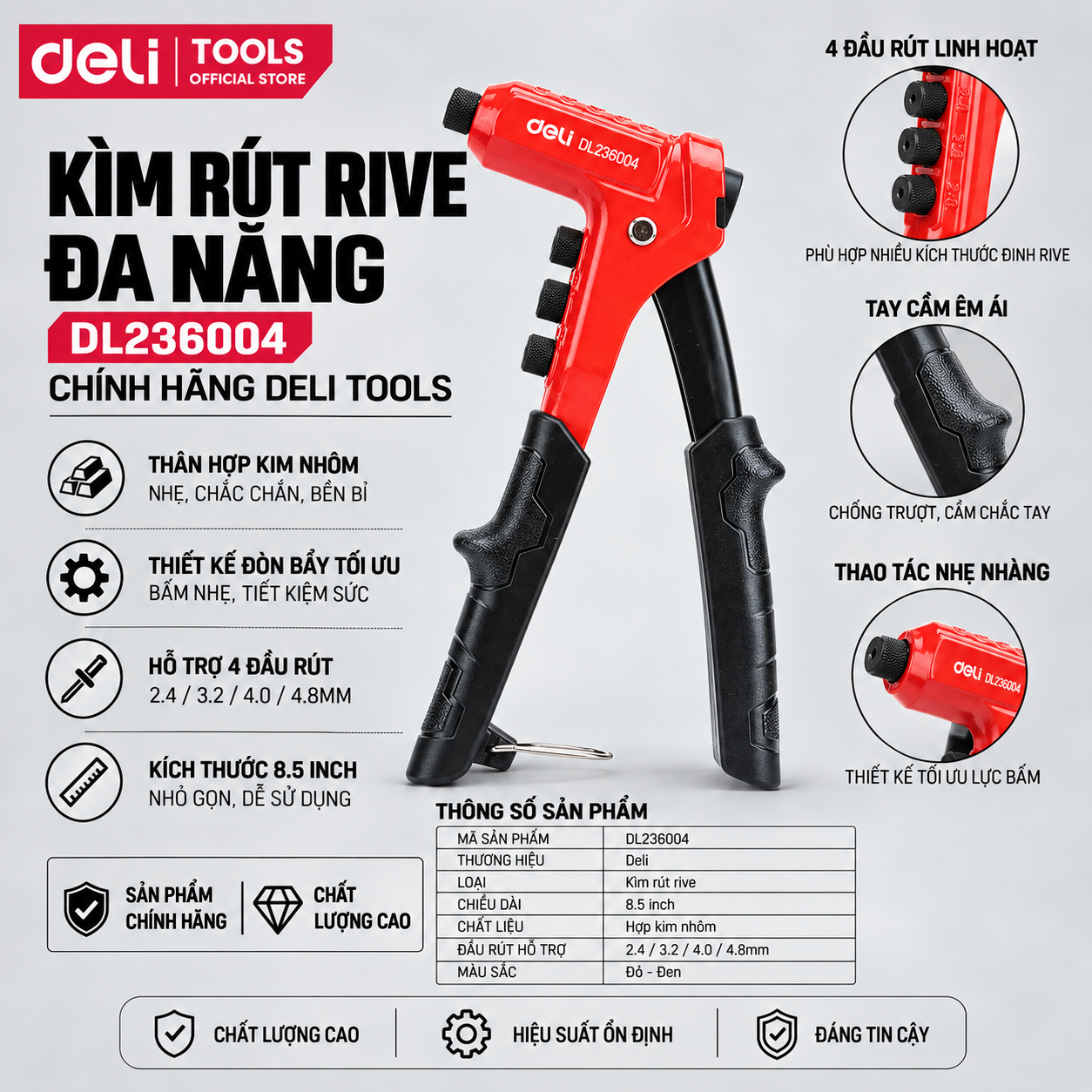 Kìm rút rive trợ lực 8.5